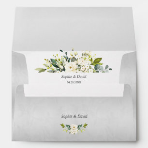 Vintage White Floral Wedding Return Address Envelope