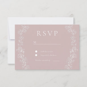 Vintage White Flowers Dusty Pink Wedding RSVP Card