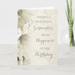 Vintage White Flowers Goddaughter Birthday Card