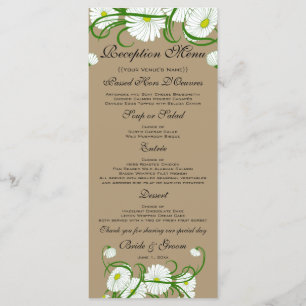 Vintage White Gerber Daisy Flowers Wedding Set Menu