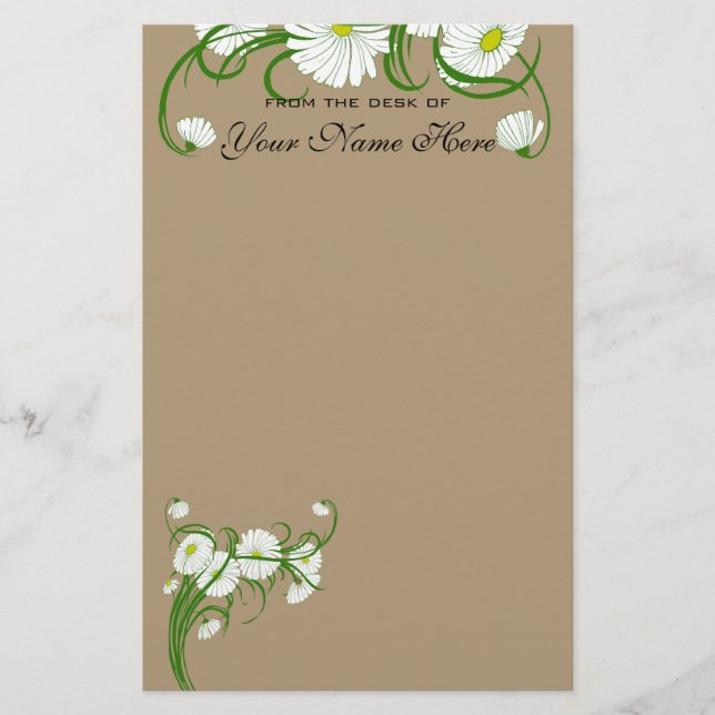 Vintage White Gerber Daisy Flowers Wedding Set Stationery (Front)