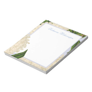 Vintage White Hydrangea Personalised Notepad
