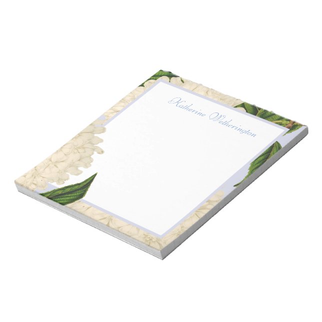 Vintage White Hydrangea Personalised Notepad (Rotated)