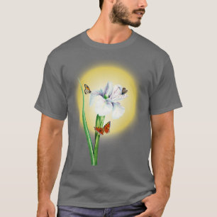 Vintage White Iris Flower illustration T-Shirt