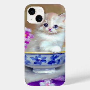 Vintage White Kitten Illustration Case-Mate iPhone 14 Case