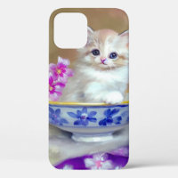 Vintage White Kitten Illustration