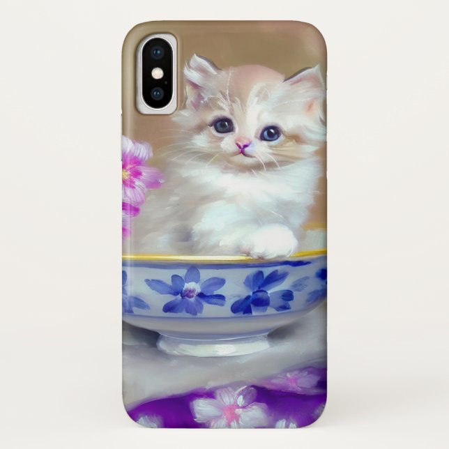 Vintage White Kitten Illustration Case-Mate iPhone Case (Back)