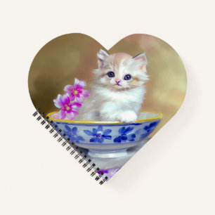 Vintage White Kitten Illustration Notebook