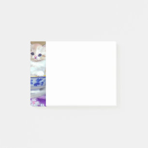 Vintage White Kitten Illustration Post-it Notes