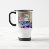 Vintage White Kitten Illustration
