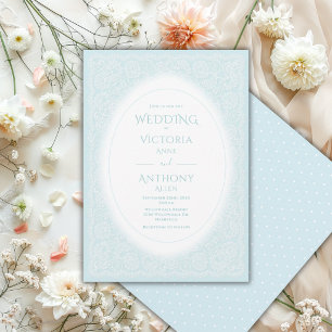 Vintage White Lace Blue Vintage Wedding Invitation