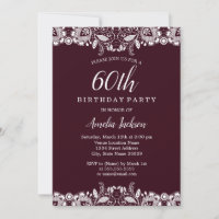 Vintage White Lace Burgundy 60th Birthday Party