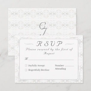 Vintage White Lace Catholic Wedding RSVP Card