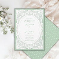 Vintage White Lace Green Polkadots Rustic Wedding