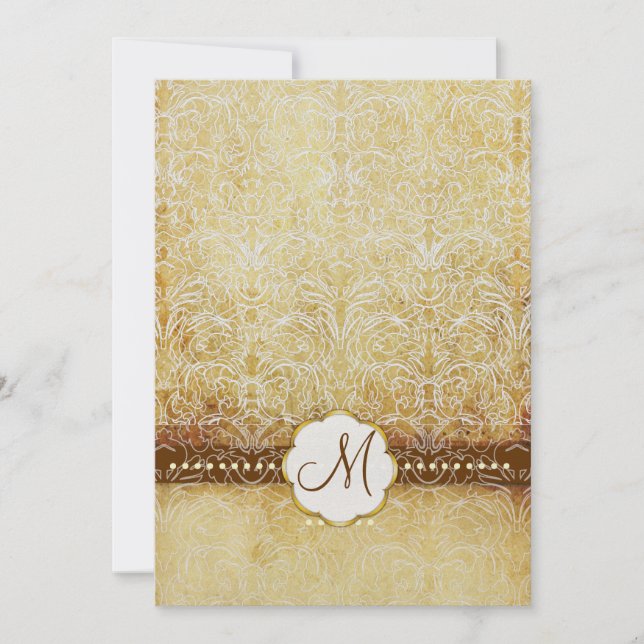 Vintage White Lace Monogram Wedding Invitations (Front)
