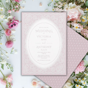 Vintage White Lace Purple Wedding Invitation