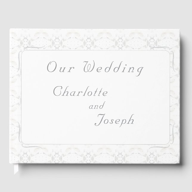 Vintage White Lace Wedding Guest Book (Front)