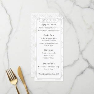 Vintage White Lace Wedding Menu