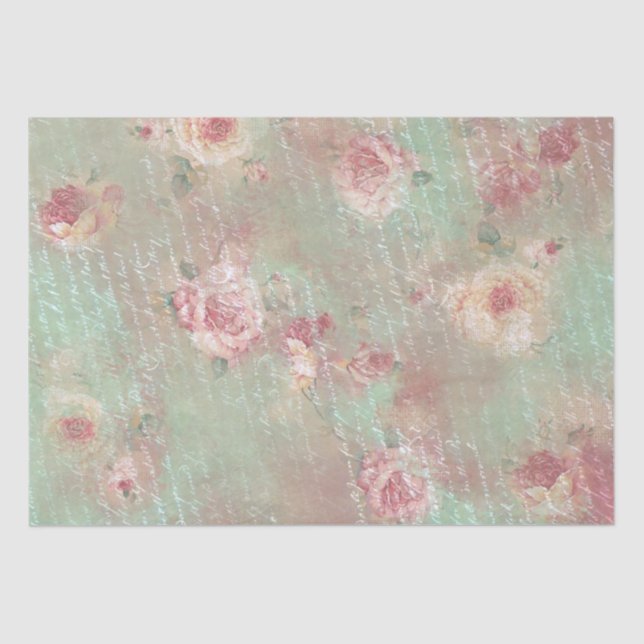 Vintage White Letter Shabby Chic Decoupage Tissue  Paper (Front)