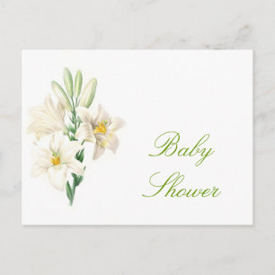 Vintage white lily flowers baby shower postcards