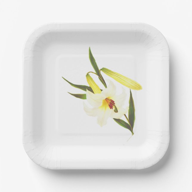 Vintage White Lily Paper Plate (Front)