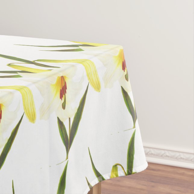Vintage White Lily Tablecloth (In Situ)