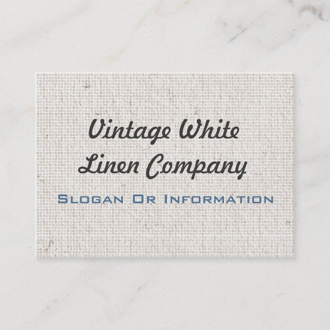 Vintage White Linen Business Cards (Front)