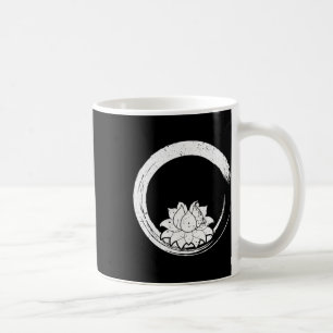 Vintage White Lotus Flower With Zen Circle Coffee Mug