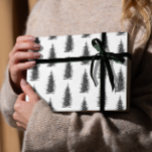Vintage white minimalistic spruce merry christmas<br><div class="desc">A black and white,  modern and minimalistic christmas wrapping paper with a vintage illustration of a norwegian spruce christmas tree.</div>