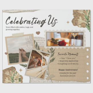 Vintage White Modern Simple Photo Collage Scrapboo Wrapping Paper
