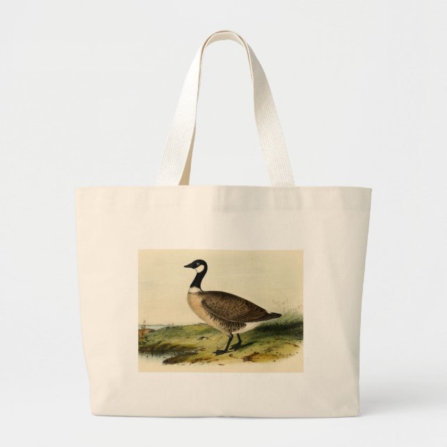 Vintage White Necked Goose Large Tote Bag (Front)