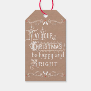 Vintage White on Kraft Holiday Gift Tag
