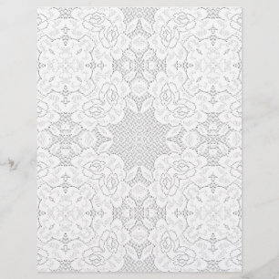 Vintage White On White Lace Letterhead Stationery
