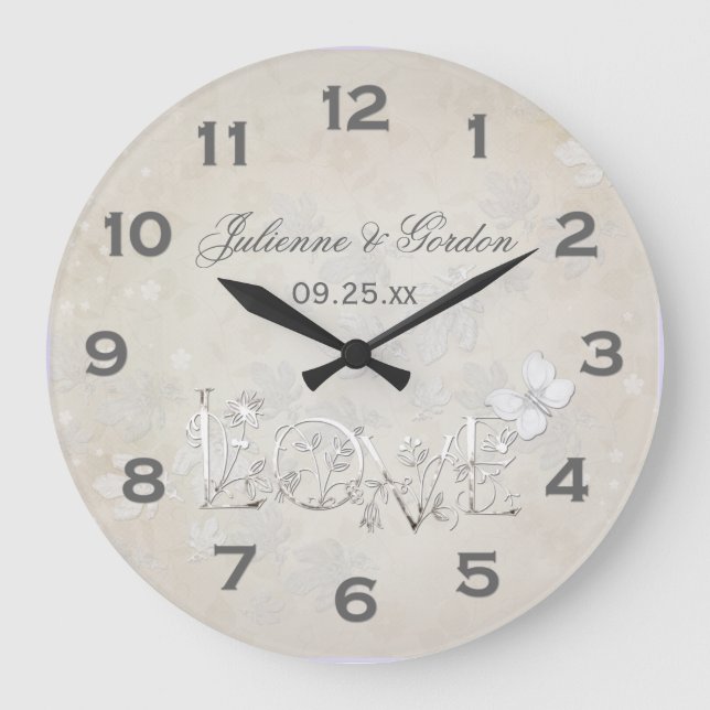 Vintage White on White Wedding Clock (Front)