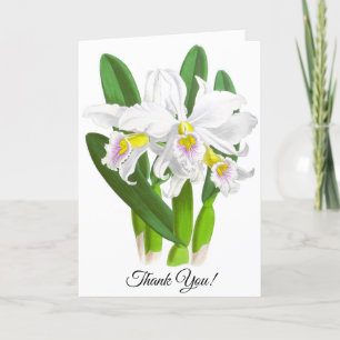 Vintage White Orchid Flower Personalised Card