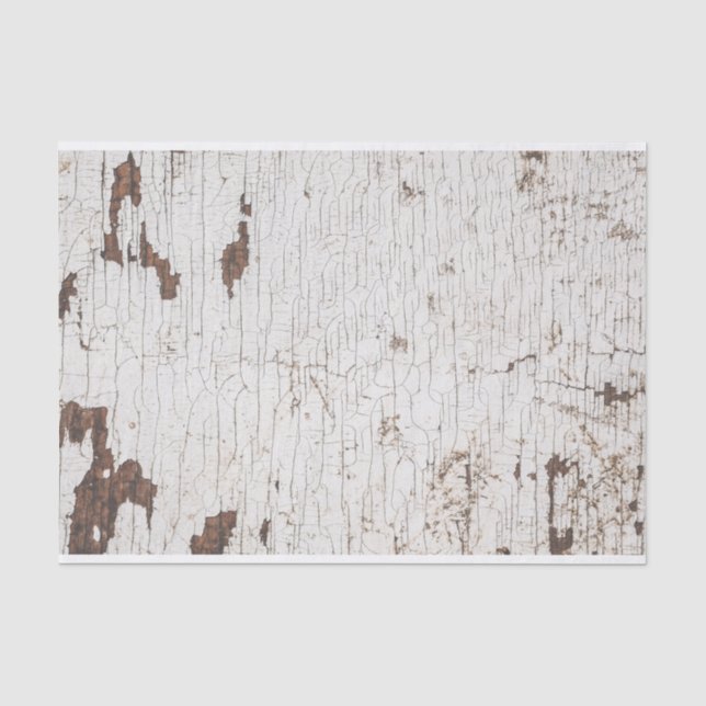 Vintage White Painted Wood Tissue Paper (Front)