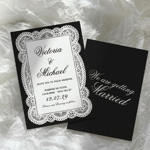 Vintage White Paper Lace Romantic Chic Wedding Inv Invitation