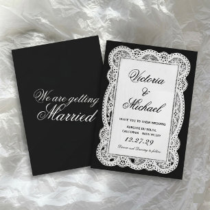 Vintage White Paper Lace Romantic Chic Wedding Invitation