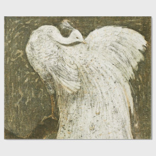 Vintage white peacock illustration wrapping paper
