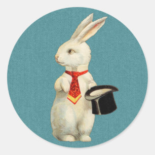 Vintage White Rabbit Classic Round Sticker