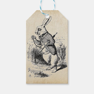 Vintage White Rabbit Illustration Gift Tags