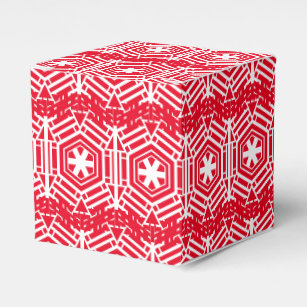 Vintage white red festive pattern Christmas gift Favour Box