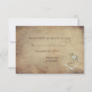 Vintage white Rose Bouquet RSVP Card