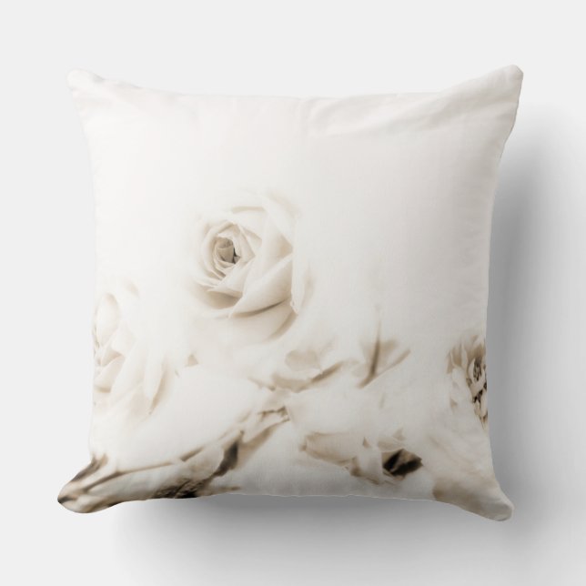 Vintage white rose flower cushion (Front)