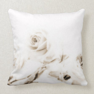 Vintage white rose flower cushion