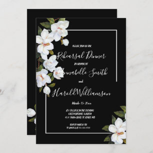 Vintage White Rose Rehearsal Dinner Invitation