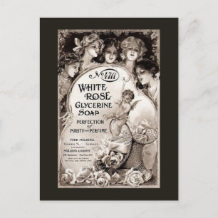 Vintage White Rose Soap Advertisement Postcard