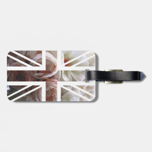 Vintage White Rose Union Jack British(UK) Flag Luggage Tag