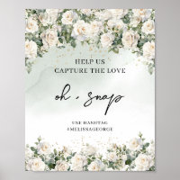 Vintage white roses and greenery foliage oh snap