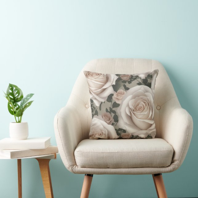 Vintage White Roses Cushion (Chair)